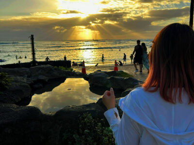 ホノルルの夕日